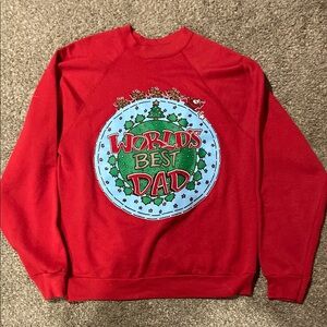 Vintage Christmas/Worlds Best Dad Red Crewneck Sweater